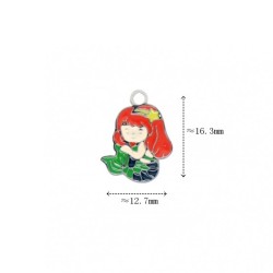 Approx 12.7x16.3mm Silver Plated Enamel Pendant Animal Mermaid Colors Charms Special Gift For Women Jewelry