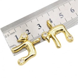 Alphabet Hebrew Chai Jewish Kabbalah Religious Jewelry Gold Plated Copper Metal Cubic Zirconia Pendant