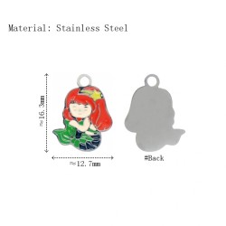 Approx 12.7x16.3mm Silver Plated Enamel Pendant Animal Mermaid Colors Charms Special Gift For Women Jewelry