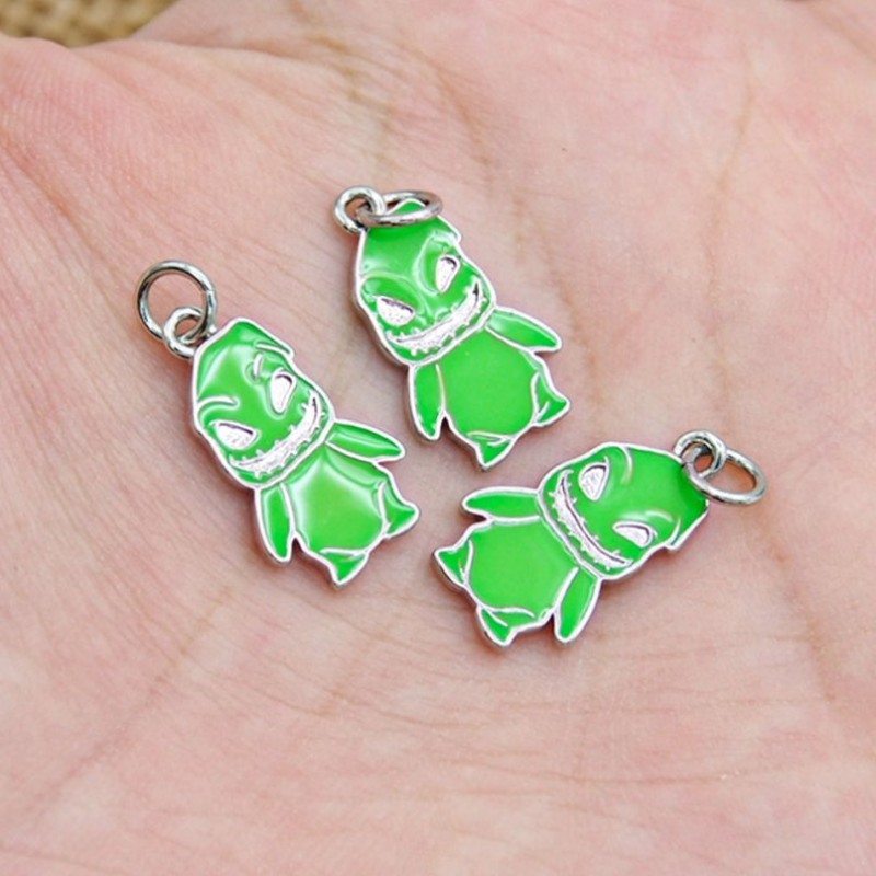 Approx 9.8x21.2mm Green Colors Silver Plated Pendant Halloween Enamel Horror Movie Charms Special Gift Jewelry For Women