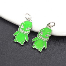 Approx 9.8x21.2mm Green Colors Silver Plated Pendant Halloween Enamel Horror Movie Charms Special Gift Jewelry For Women