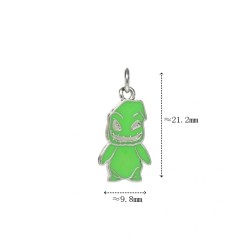 Approx 9.8x21.2mm Green Colors Silver Plated Pendant Halloween Enamel Horror Movie Charms Special Gift Jewelry For Women