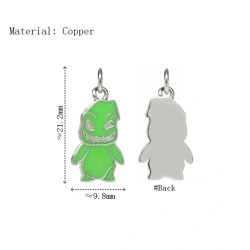 Approx 9.8x21.2mm Green Colors Silver Plated Pendant Halloween Enamel Horror Movie Charms Special Gift Jewelry For Women