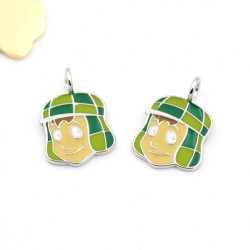 Approx 13.8x19.6mm Head Portrait Silver Plated Pendant Enamel Charms Jewelry Special Gift For Women