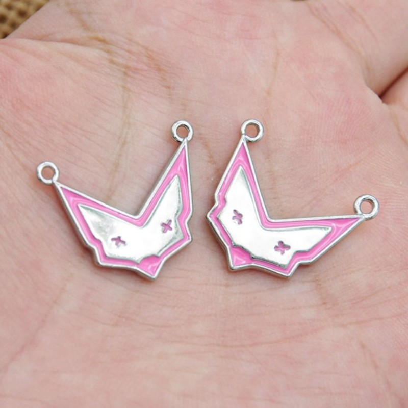 Approx 20.9x18.5mm Fox Letter Animal Silver Plated Pendant Pink Enamel Charms For Women Special Gift Jewelry