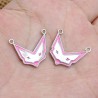 Approx 20.9x18.5mm Fox Letter Animal Silver Plated Pendant Pink Enamel Charms For Women Special Gift Jewelry