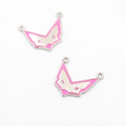Approx 20.9x18.5mm Fox Letter Animal Silver Plated Pendant Pink Enamel Charms For Women Special Gift Jewelry