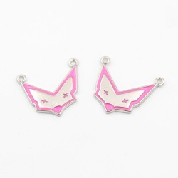 Approx 20.9x18.5mm Fox Letter Animal Silver Plated Pendant Pink Enamel Charms For Women Special Gift Jewelry