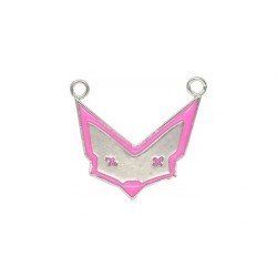 Approx 20.9x18.5mm Fox Letter Animal Silver Plated Pendant Pink Enamel Charms For Women Special Gift Jewelry