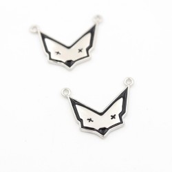 Approx 23.3x18.3mm Letter Animal Fox Pendant Black Enamel Silver Plated Charms Special Gift For Women Jewelry