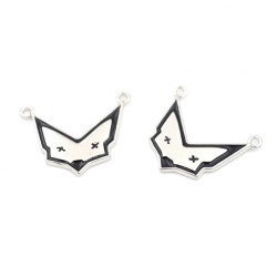 Approx 23.3x18.3mm Letter Animal Fox Pendant Black Enamel Silver Plated Charms Special Gift For Women Jewelry
