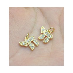  Alphabet Hebrew Chai Jewish Kabbalah Religious Jewelry Gold Plated Copper Metal Cubic Zirconia Pendant