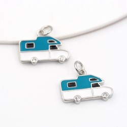 Approx 17x15mm Pendant Touring Car Enamel Silver Plated Charms For Women Jewelry Special Gift