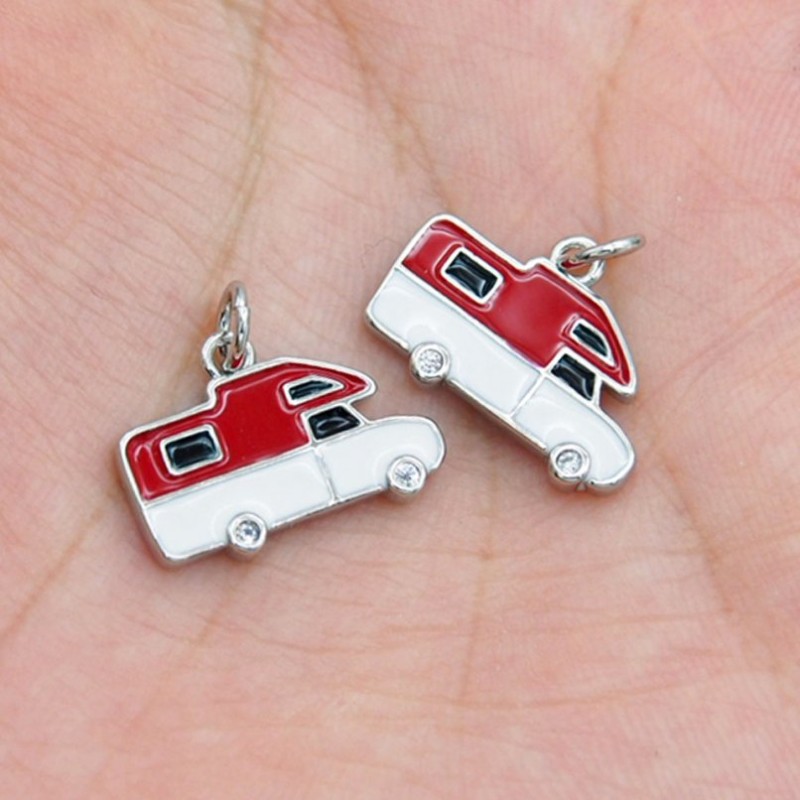 Approx 16.6x14.8mm Touring Car Enamel Silver Plated Pendant Charms For Women Jewelry Special Gift
