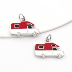 Approx 16.6x14.8mm Touring Car Enamel Silver Plated Pendant Charms For Women Jewelry Special Gift