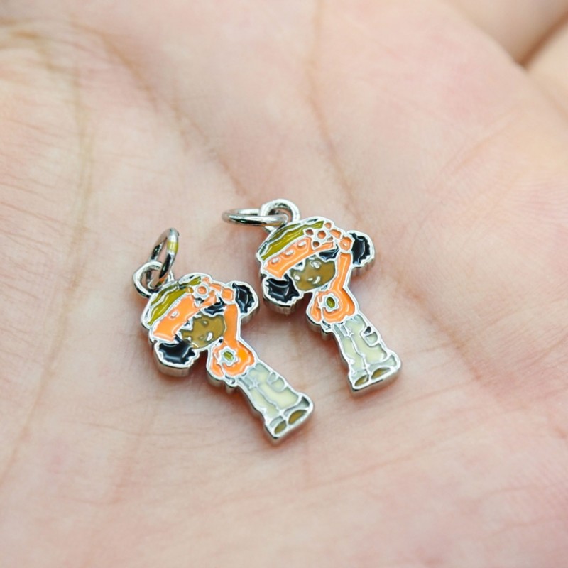 Approx 9.4x20.9mm Little Girl Enamel Pendant Silver Plated Charms Special Gift For Women Jewelry