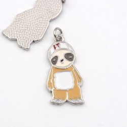 Approx 12.8x29.4mm Sloth Letter Silver Plated Black Enamel Pendant For Women Special Gift Jewelry