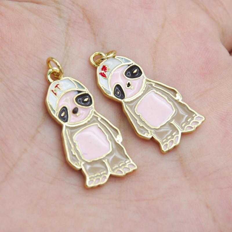 Approx 12.9x29.6mm Sloth Letter Black Gold Plated Enamel Pendant Jewelry Special Gift For Women