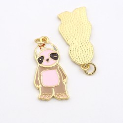 Approx 12.9x29.6mm Sloth Letter Black Gold Plated Enamel Pendant Jewelry Special Gift For Women