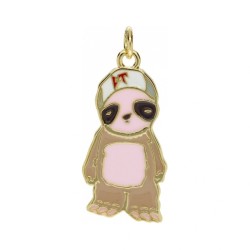 Approx 12.9x29.6mm Sloth Letter Black Gold Plated Enamel Pendant Jewelry Special Gift For Women