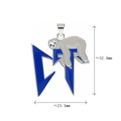 Approx 25.3x32.4mm Sloth Letter Silver Plated Enamel Blue Pendant Jewelry For Women Special Gift