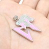 Approx 25.1x32.2mm Pink Letter Silver Plated Enamel Pendant Jewelry Special Gift For Women