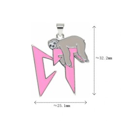 Approx 25.1x32.2mm Pink Letter Silver Plated Enamel Pendant Jewelry Special Gift For Women