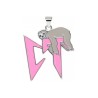 Approx 25.1x32.2mm Pink Letter Silver Plated Enamel Pendant Jewelry Special Gift For Women