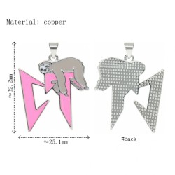Approx 25.1x32.2mm Pink Letter Silver Plated Enamel Pendant Jewelry Special Gift For Women
