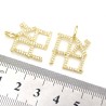 Alphabet Hebrew Chai Jewish Kabbalah Religious Jewelry Gold Plated Copper Metal Cubic Zirconia Pendant