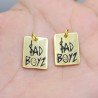 Approx 18x13mm Enamel Pendant Gold Plated Letter Rectangle Square Black Charms Special Gift For Women Jewelry