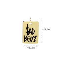 Approx 18x13mm Enamel Pendant Gold Plated Letter Rectangle Square Black Charms Special Gift For Women Jewelry