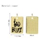Approx 18x13mm Enamel Pendant Gold Plated Letter Rectangle Square Black Charms Special Gift For Women Jewelry