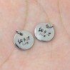 Approx 11.4x14.4mm Enamel Black Pendant Silver Plated Circle Coin Shape Round Letter Charms For Women Jewelry