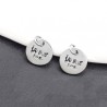 Approx 11.4x14.4mm Enamel Black Pendant Silver Plated Circle Coin Shape Round Letter Charms For Women Jewelry