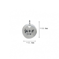Approx 11.4x14.4mm Enamel Black Pendant Silver Plated Circle Coin Shape Round Letter Charms For Women Jewelry