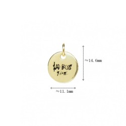 Approx 11.1x14.6mm Letter Coin Shape Circle Round Gold Plated Pendant Enamel Black Charms For Women Special Gift