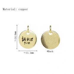 Approx 11.1x14.6mm Letter Coin Shape Circle Round Gold Plated Pendant Enamel Black Charms For Women Special Gift