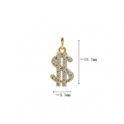Approx 9.5x19.7mm Pendant Invisible Setting Dollar Symbol Cubic Zirconia Gold Plated Black Charms Special Gift Jewelry