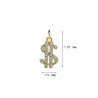 Approx 9.5x19.7mm Pendant Invisible Setting Dollar Symbol Cubic Zirconia Gold Plated Black Charms Special Gift Jewelry
