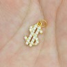 Approx 9.5x19.7mm Pendant Invisible Setting Dollar Symbol Cubic Zirconia Gold Plated Black Charms Special Gift Jewelry