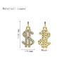 Approx 9.5x19.7mm Pendant Invisible Setting Dollar Symbol Cubic Zirconia Gold Plated Black Charms Special Gift Jewelry