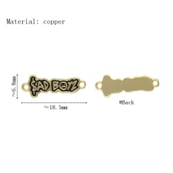 Approx 18.4x6.7mm Black Enamel Gold Plated Letter Connector For Women Jewelry Special Gift