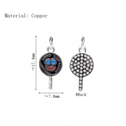 Approx 7.7x17.3mm Face Letter Black Silver Plated Pendant Enamel Charms Special Gift Jewelry For Women