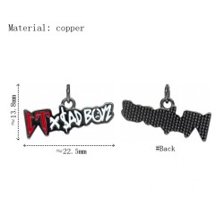 Approx 22.5x13.8mm Gun Plated Black Pendant Enamel Letter Charms Special Gift For Women Jewelry