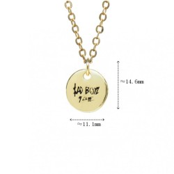 18x2inch Black Gold Plated Circle Coin Letter Round Shape Chains Necklaces Enamel Necklace For Women Special Gift