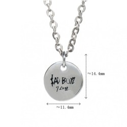 18x2inch Black Silver Plated Enamel Chains Necklaces Letter Coin Shape Circle Round Necklace For Women Jewelry