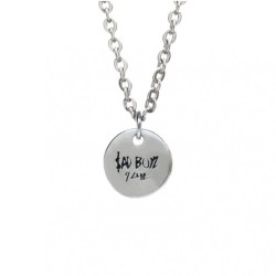 18x2inch Black Silver Plated Enamel Chains Necklaces Letter Coin Shape Circle Round Necklace For Women Jewelry
