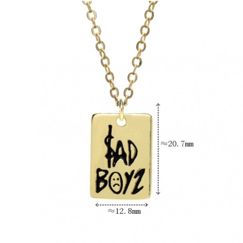 18x2inch Enamel Gold Plated Chains Necklaces Rectangle Letter Square Black Necklace Jewelry Special Gift For Women