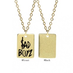 18x2inch Enamel Gold Plated Chains Necklaces Rectangle Letter Square Black Necklace Jewelry Special Gift For Women